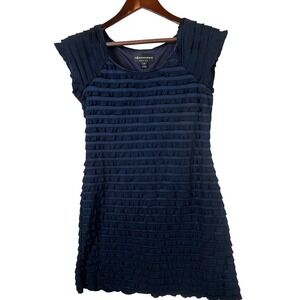 Connected Petite Womens 6P Ruffled Sleeveless Dress Navy Career Body Con Classic